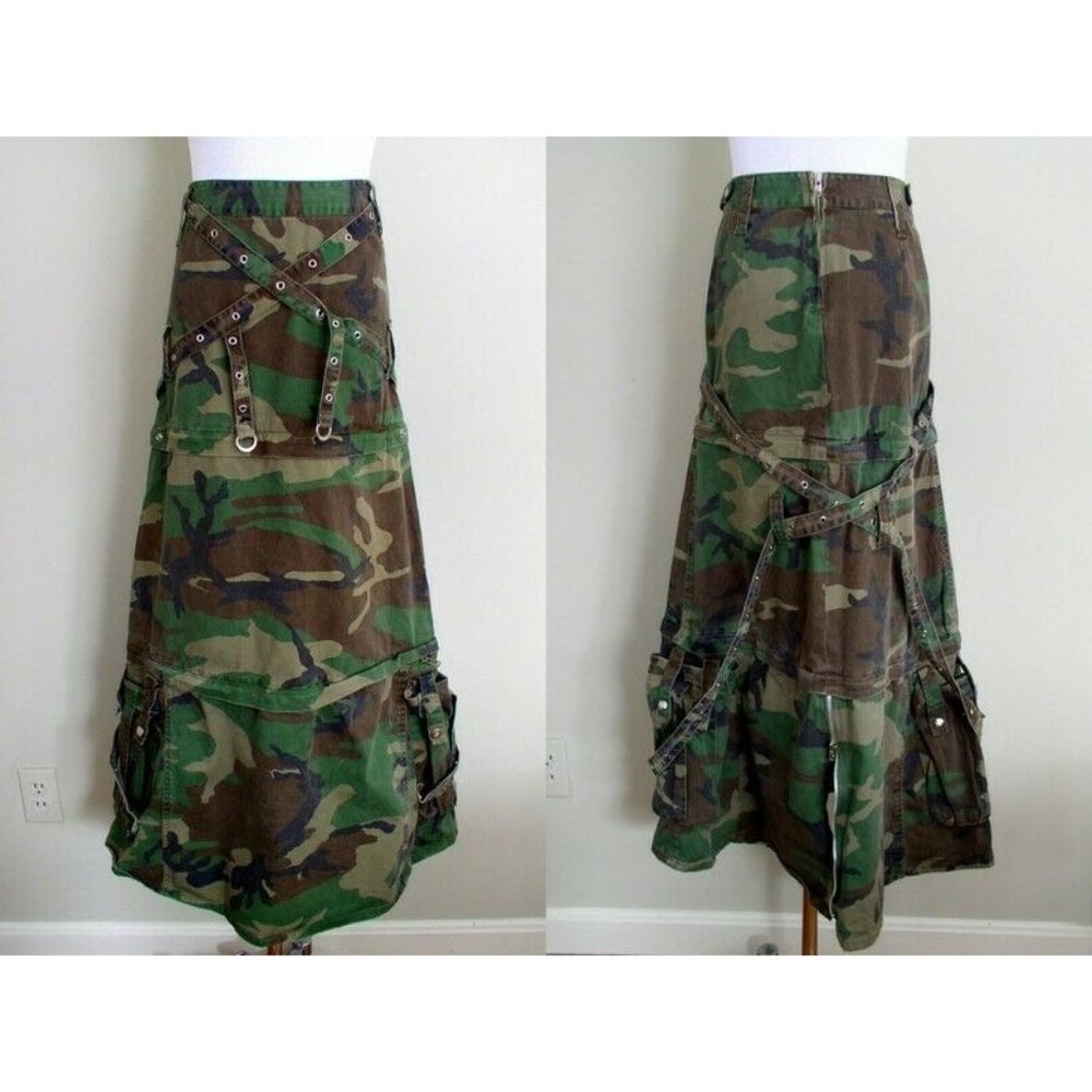 Vintage Tripp NYC Daang Goodman Camo Skirt Zip Off - Picture 1 of 12